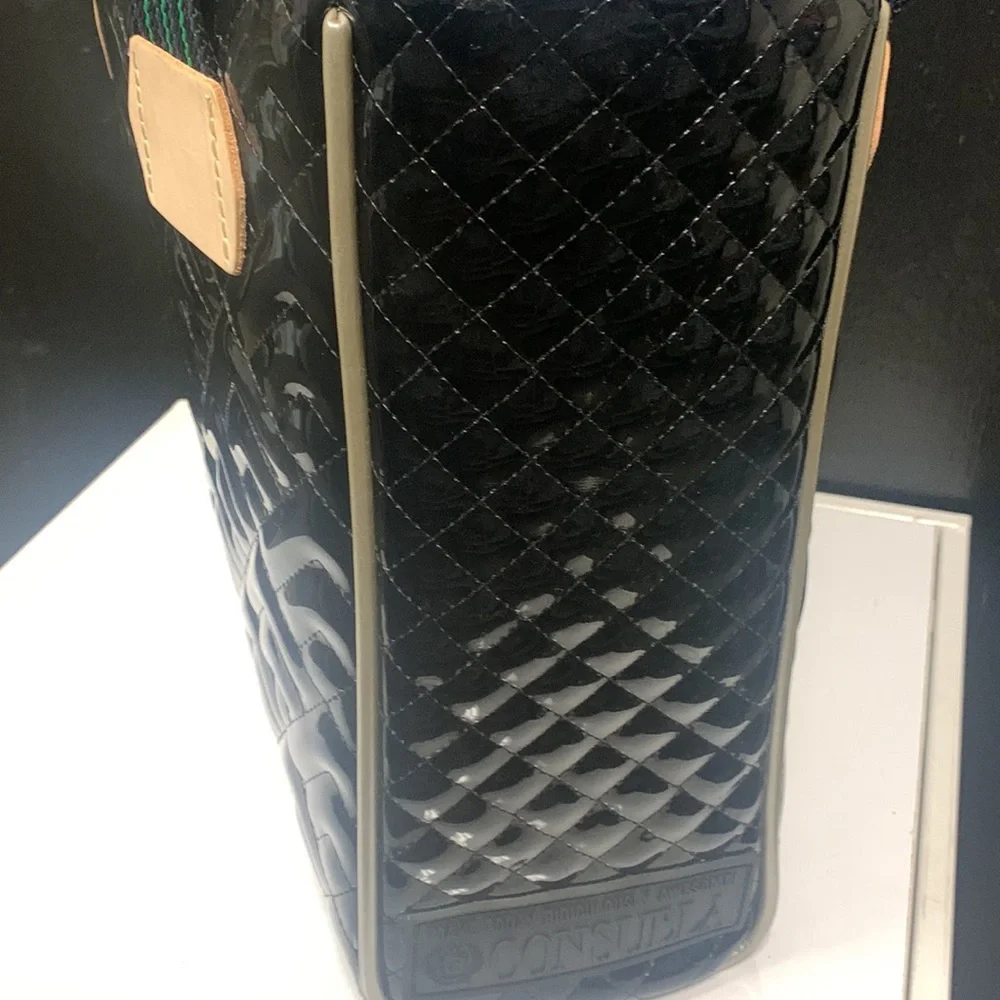 Consuela Black Quilted Tote with Tan Accents - Picture 5 of 15